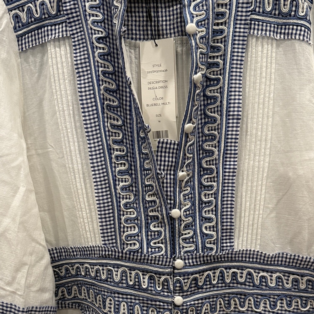 NWT Veronica Beard White and Blue Embroidered Tunic Dress - Picture 3 of 6